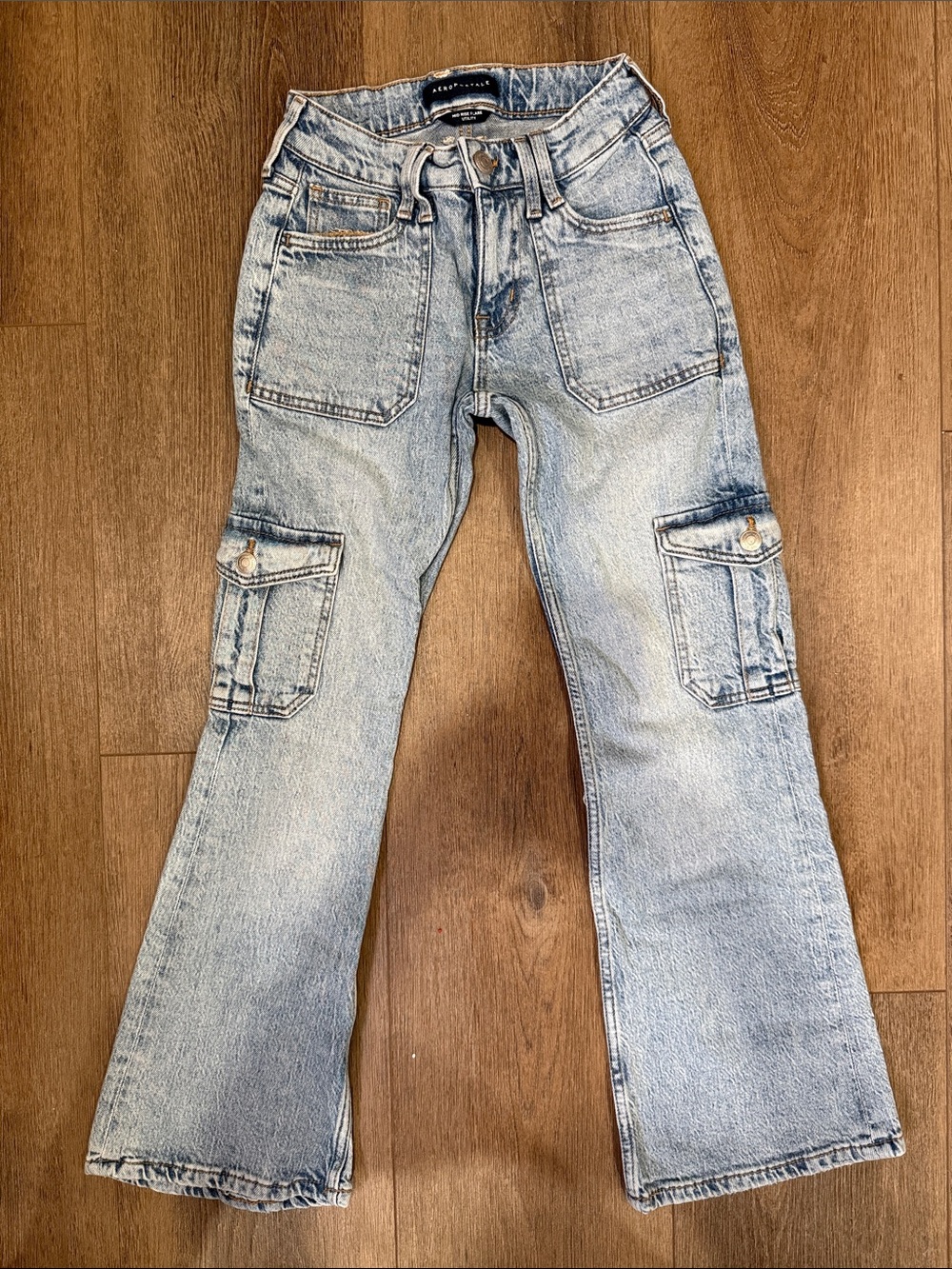 Aeropostale Women's High-Rise Light Blue Cargo Jeans